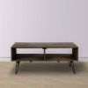 Betsy 42 Inch Reclaimed Wood Rectangle Farmhouse Coffee Table With Storage, Iron Legs, Natural Brown - as Pic