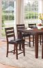 Set of 2 Chairs Dining Room Furniture Antique walnut Wood Finish Cushioned Solid wood Counter Height Chairs Faux Leather Cushion - as Pic