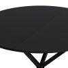 47.24'' Modern Cross Leg Round Dining Table, Black Top Occasional Table, Two Piece Removable Top, Matte Finish Iron Legs - as Pic