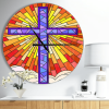 Designart 'Holy Cross Stained Glass Style ' Rustic wall clock - Designart