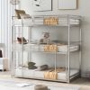 Space-Saving Metal Triple Bunk Bed, Twin Size, Sleek Silver Finish - Silver