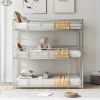 Space-Saving Metal Triple Bunk Bed, Twin Size, Sleek Silver Finish - Silver