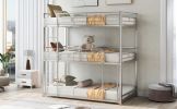 Space-Saving Metal Triple Bunk Bed, Twin Size, Sleek Silver Finish - Silver