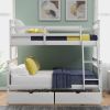 Twin over Full Bunk Bed with Ladder, Two Storage Drawers, Safety Guardrail, White - as Pic