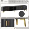 U-Can Modern TV Stand with 5 Champagne legs - Durable, stylish, spacious, versatile storage TVS up to 77" (Black) - as Pic