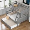 Twin over Full Bunk Bed with Ladder, Twin Size Trundle, Safety Guardrail, Gray(Old SKU:SM000208AAE-1) - as Pic