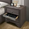 Contemporary 1pc Nightstand Gray Finish Silver Accents Hidden Jewelry Drawer Nickel Round Knob Bedside Table Bedroom Furniture - as Pic