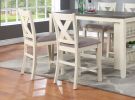 Modern Contemporary 5pc Counter Height High Dining Table w Storage Shelves 4x High Chairs Wooden Kitchen Breakfast Table Dining Room Furniture - as Pi