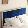 Queen Bed Frame, Wood with Wood Headboard Bed Frame with upholstered headboard / Wood Foundation with Wood Slat Support / No Box Spring Needed / Easy
