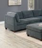 Living Room Furniture Grey Chenille Modular Sectional 6pc Set Corner Sectional Modern Couch 3x Corner Wedge 2x Armless Chairs and 1x Ottoman Plywood -