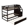 Twin-Over-Twin Bunk Bed with Twin Size Trundle and 3 Storage Stairs,Espresso (OLD SKU :LP000064AAP) - as pic