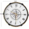 DecMode Stainless Steel Nautical with Printed Compass Design Arabic Numbered Wall Clock 20"W x 19"H, with Brown, Black, White and Gold Finishes - DecM