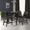 5-Piece Kitchen Table Set Faux Marble Top Counter Height Dining Table Set with 4 PU Leather-Upholstered Chairs (Black) - Black