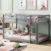 Twin-Over-Twin Floor Bunk Bed with Handy Ladder, Chic Gray Finish - Gray