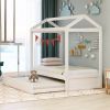 Unique House Bed with Trundle, Customizable Design, Charming White - White