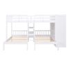 Full-Over-Twin-Twin Bunk Bed with Shelves, Wardrobe and Mirror, White - as Pic