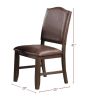 Classic Design Brown / Rustic Espresso Finish Faux Leather Set of 2 Side Chairs Dining Room Furniture Rubber wood Foam Cushion - as Pic