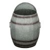 Drum Shape Metal Wine Storage Table with Removable Lid, Rustic Brown and Gray - as Pic