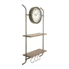 Woven Paths 16" x 5.75" x 32.25" Metal Wall Clock with Natural Wood Shelves and Hooks - Woven Paths