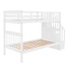 Stairway Twin-Over-Twin Bunk Bed with Storage and Guard Rail for Bedroom, Dorm - White