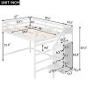 Full Size Loft Bed with Built-in Storage Wardrobe and Staircase, White - as Pic