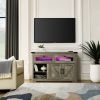 Modern wooden kitchen buffet, built-in with adjustable laminate and LED lights, 2 drawers and a barn door, suitable for kitchen or dining room.
