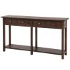 TREXM Rustic Brushed Texture Entryway Table Console Table with Drawer and Bottom Shelf for Living Room (Espresso) - as Pic