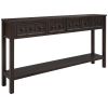 TREXM Rustic Entryway Console Table, 60" Long Sofa Table with two Different Size Drawers and Bottom Shelf for Storage (Espresso) - as Pic