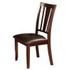 Set of 2 Side Chairs Dark Espresso Finish Solid wood Kitchen Dining Room Furniture Padded Leatherette Seat Unique back - as Pic