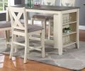 Modern Contemporary 5pc Counter Height High Dining Table w Storage Shelves 4x High Chairs Wooden Kitchen Breakfast Table Dining Room Furniture - as Pi