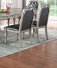 Majestic Formal Set of 2 Side Chairs Grey / Silver Finish Rubberwood Dining Room Furniture Intricate Design Cushion Upholstered Seat Tufted Back - as