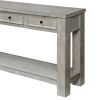 Sofa Table Antique White Rustic Solid wood Storage Table Open Shelf Bottom Living Room 1pc Side Table. - as Pic