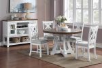Formal Classic Crafted Design Set of 2 Chairs Wooden Cushion Seat Distressed paint Chairs - as Pic