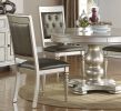 Round Dining Table Silver / Grey Finish Rubber wood Frame Center Glass Top Dinette Table - as Pic