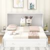 Queen Size Mobile Murphy Bed with Drawer and Little Shelves on Each Side,White - as Pic
