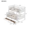 Twin over Full Bunk Bed with Ladder, Two Storage Drawers, Safety Guardrail, White - as Pic