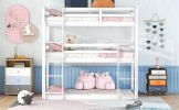 Twin over Twin over Twin Triple Bunk Bed,White - as Pic