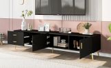 U-Can Modern TV Stand with 5 Champagne legs - Durable, stylish, spacious, versatile storage TVS up to 77" (Black) - as Pic