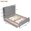 Full Size Platform Bed with Drawers and Storage Shelves, Gray - as Pic