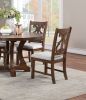 Formal Classic Crafted Design Dining Room Set of 2 Chairs Wooden Cushion Seat Distressed paint Chairs - as Pic