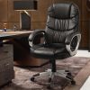 High Back Executive Chair PU Leather Business Manager's Office Chair Adjustable Ergonomic Swivel Desk Chair with Lumbar Support and Armrest, Black - B