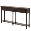 TREXM Console Table Sofa Table Easy Assembly with Two Storage Drawers and Bottom Shelf for Living Room, Entryway (Espresso) - as Pic