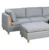 Living Room Furniture 5pc Modular Sofa Set Light Grey Dorris Fabric Couch 2x Corner Wedges 1x Armless Chair And 2x Ottoman - as Pic