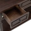 TREXM Classic Retro Style Console Table with Three Top Drawers and Open Style Bottom Shelf, Easy Assembly (Espresso) - as Pic