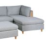 Living Room Furniture 5pc Modular Sofa Set Light Grey Dorris Fabric Couch 2x Corner Wedges 1x Armless Chair And 2x Ottoman - as Pic