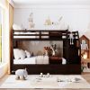 Twin-Over-Twin Bunk Bed with Twin Size Trundle and 3 Storage Stairs,Espresso (OLD SKU :LP000064AAP) - as pic