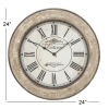 DecMode 24" Cream Wood Distressed Wall Clock - DecMode