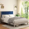 Queen Bed Frame, Wood with Wood Headboard Bed Frame with upholstered headboard / Wood Foundation with Wood Slat Support / No Box Spring Needed / Easy