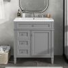 30'' Bathroom Vanity with Top Sink, Modern Bathroom Storage Cabinet with 2 Drawers and a Tip-out Drawer, Single Sink Bathroom Vanity - as Pic