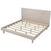 Modern Concise Style Solid Wood Grain Platform Bed Frame, King, Stone Gray - as Pic